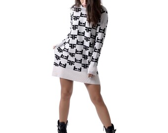 Women Monogram long turtleneck merino wool