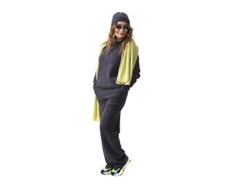 Knitted Blouse and Trousers Set