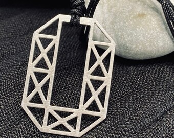 Men's geometric modern and minimal handmade silver pendant