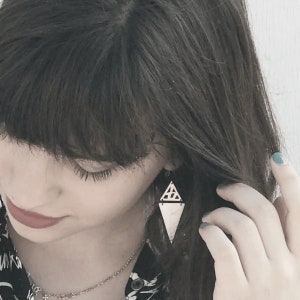 Modern geometric and minimal mismatched triangle silver earrings