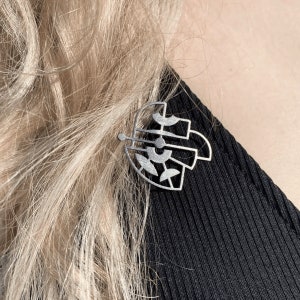Unisex geometric abstract minimal handmade silver pin