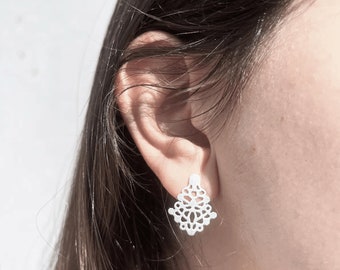 Artistic and vintage silver stud earrings
