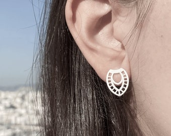 Fashionable and geometric silver stud earrings