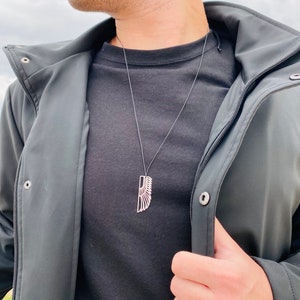 Unisex angel wing geometric silver pendant