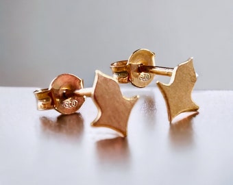 Modern and minimal handmade unisex silver stud earrings in rose gold