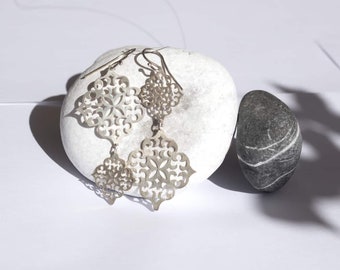 Statement chandelier artistic long handmade silver earrings