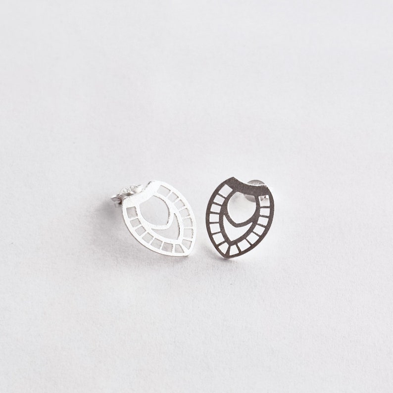 Fashionable and geometric silver stud earrings Silver