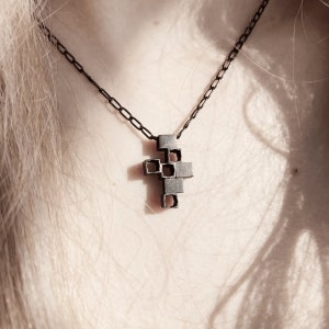 Modern and contemporary unique handmade short silver necklace