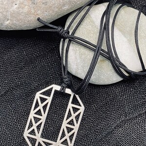 Men's geometric modern and minimal handmade silver pendant image 3