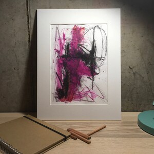 Pink, Purple, Black Abstract Original Painting - Mixed Media Art