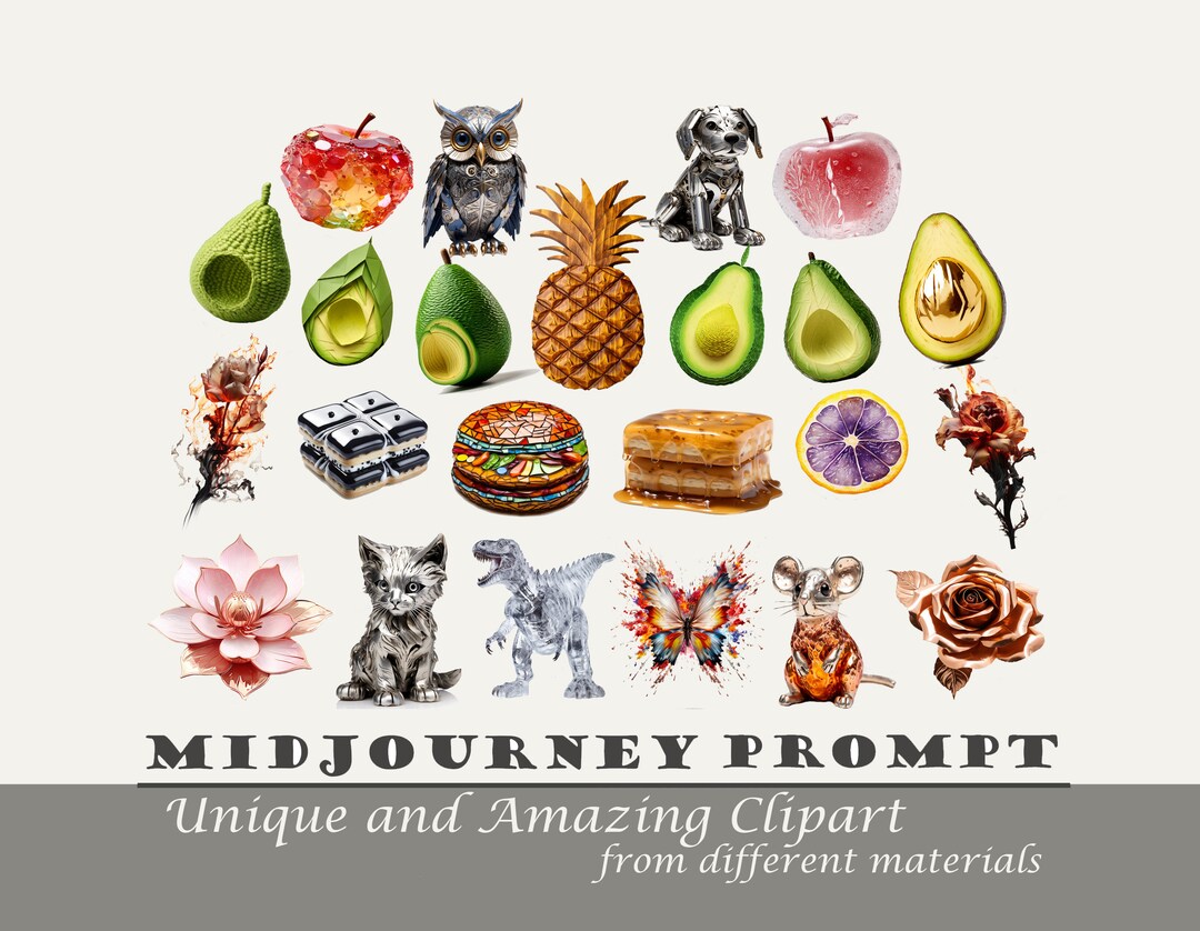 Midjourney Prompt Clipart Collection Animal Food Bird AI Art - Etsy