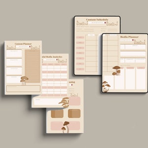 2024 Template Canva Mushroom Social Media Content Planner Calendar