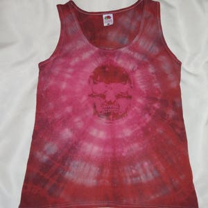 Womens Sleeveless Tie Dye Vest Tank Top Stencilled with Skull L (Ladies U.K. 14)