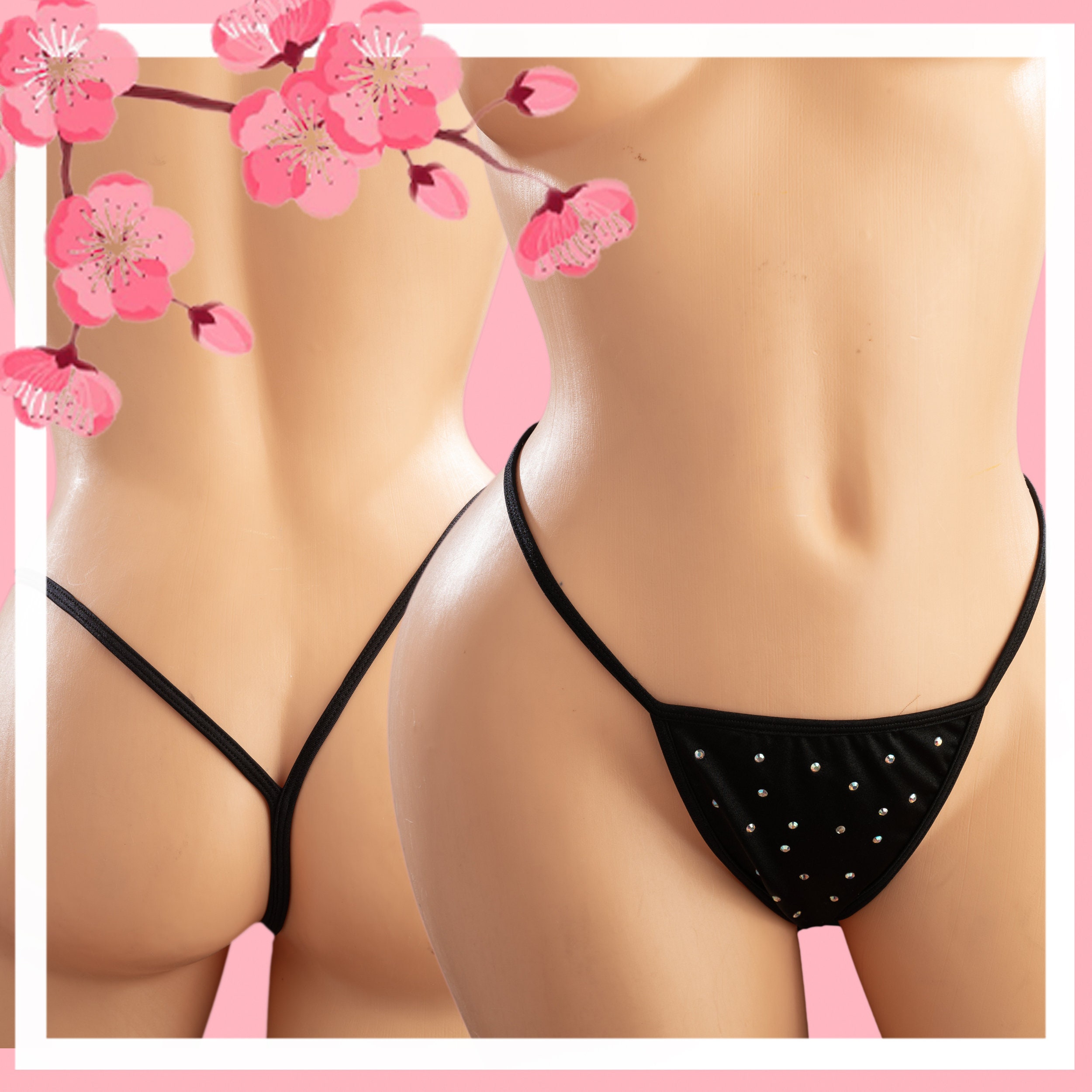 Exotic Dancewear: Rhinestone Micro Thong Y-Thong T-Thong for Ravers, Strippers, Beachwear