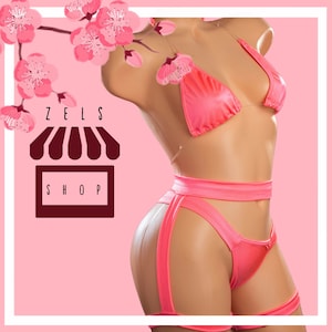 Exotic Dancewear: 3 Piece Garter for Ravers, Strippers, Beachwear, Stripper clothes