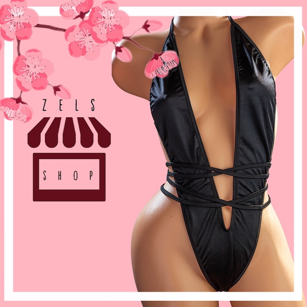 Exotic Dancewear One Piece front Open Monokini Stripper Outfits Stripper clothes