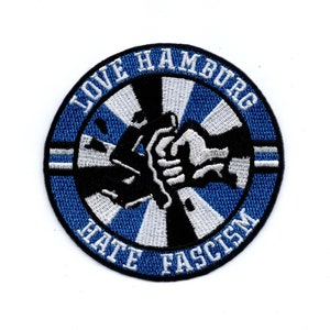 Love Hamburg - Hate Fascism Patch / Aufnäher / Bügelbild / Stickbild