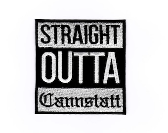 Stuttgart Supporters Iron on Sew on Embroidered Badge Applique Motif Patch &quot;Straight Outta Cannstatt&quot;