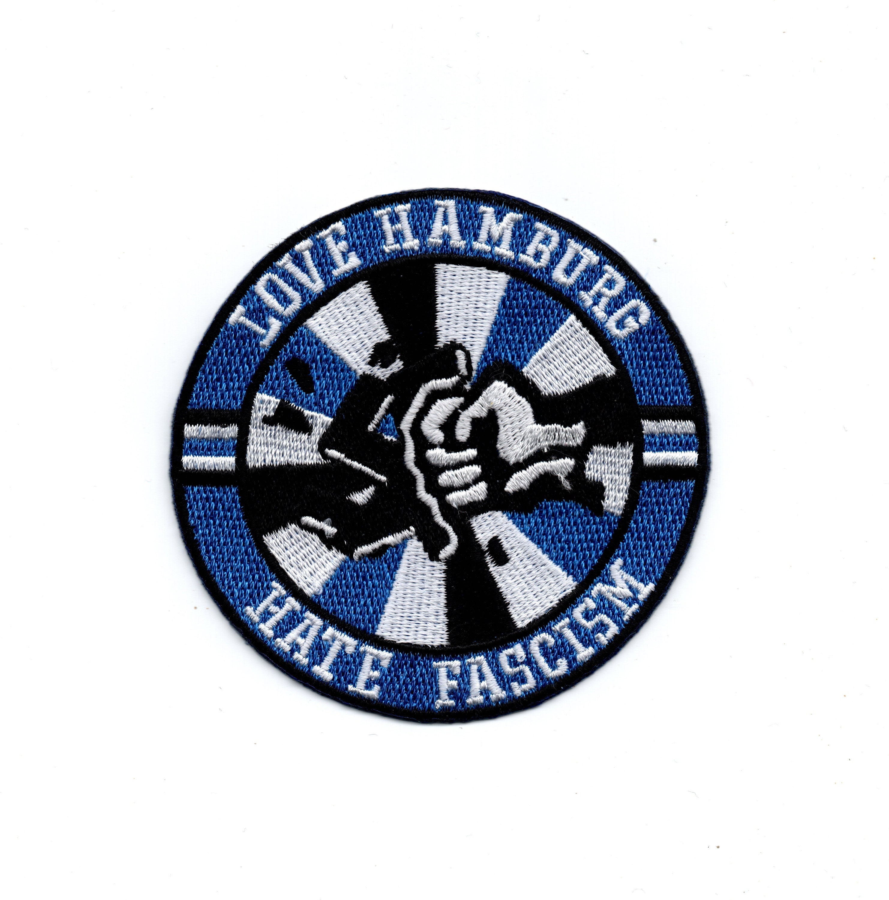 Love Hamburg - Hate Fascism Iron on Patch Embroidered Applique Motif
