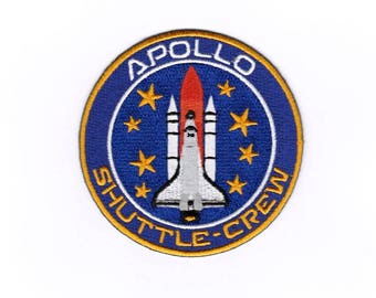Space Shuttle Apollo-patch, astronautenbadge, strijkapplicatie met ruimtethema, opstrijkbare opnaai-applicatie "Apollo - Shuttle Crew"