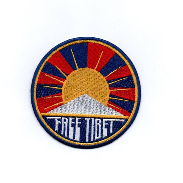 Free Tibet - Iron on Sew on Embroidered Badge Applique Motif Patch