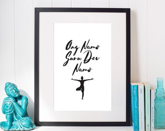 Printable Wall Art, Printable Art, Mantra, Printable Quote, Yoga Print, Kundalini Print, Ong Namo Guru Dev Namo, Spiritual, Modern Art