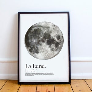 Printable Wall Art/French/Moon/Printable Quote/Prints/Poster/Instant Download/Luna/Celestial/La Lune/Wall Decor/space/planets/Francais