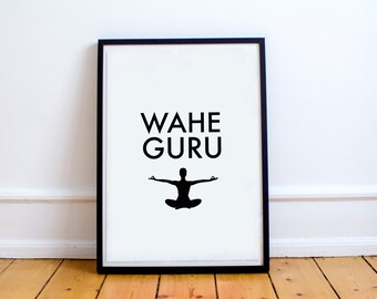 Printable Wall Art, Printable Art, Mantra, Printable Quote, Yoga Print, Kundalini Print, Wahe Guru, Spiritual, Modern Art