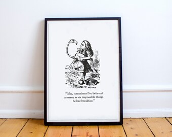 Drukowana sztuka ścienna/Alicja/Alicja w Krainie Czarów/Drukowalny cytat/Wydruki/Plakat/Natychmiastowe pobieranie/Steampunk/Ptak Dodo/John Tenniel/Dekoracja ścienna/