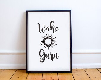 Printable Wall Art, Printable Art, Printable Quote, mantra, Yoga Print, Kundalini Print, Wahe Guru, Spiritual, Modern Art