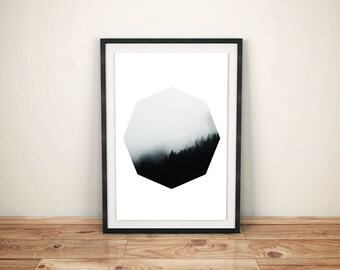 Printable Wall Art, Printable Art, Forest Print, Digital Prints, Misty, Poster, Print, Woods Art, Foggy, Travel Print, Scandanavian, Fog