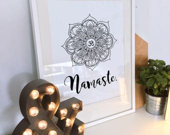 Drukowana sztuka ścienna, Drukowana sztuka, Drukowany cytat, Wydruk jogi, Wydruk kundalini, Namaste, Duchowy, Sztuka nowoczesna, Om