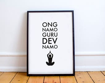 Printable Wall Art, Printable Art, Mantra, Printable Quote, Yoga Print, Kundalini Print, Ong Namo Guru Dev Namo, Spiritual, Modern Art