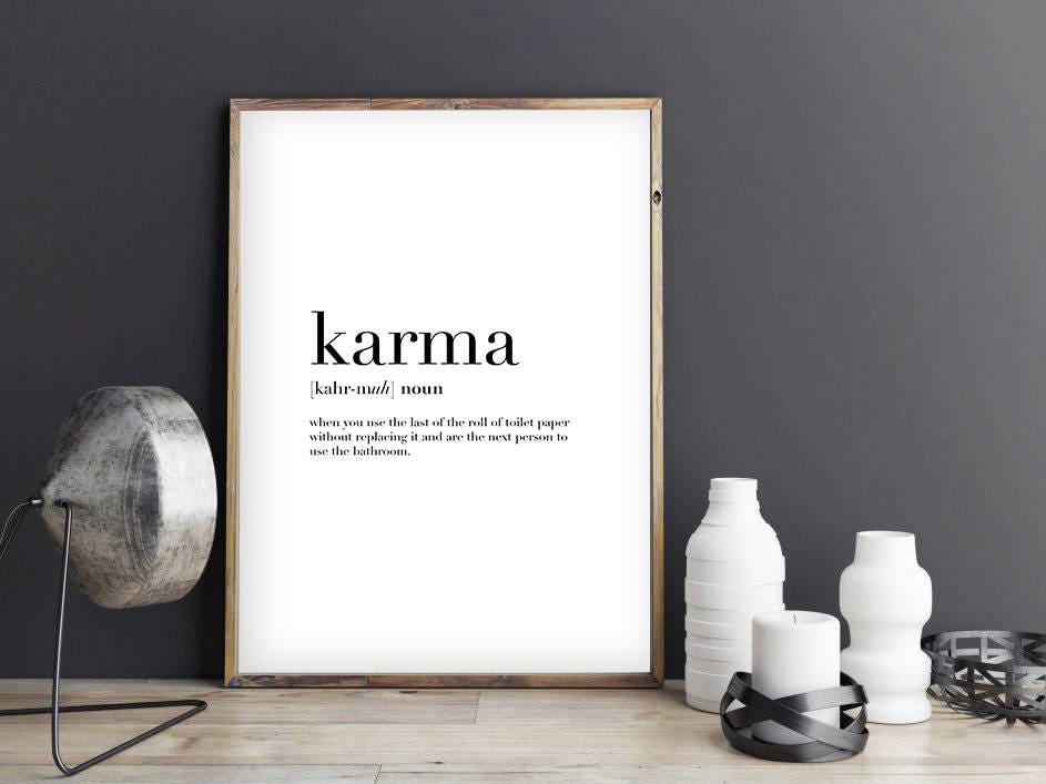Karma Wall Art Karma Print Definition Print Typography Art Etsy