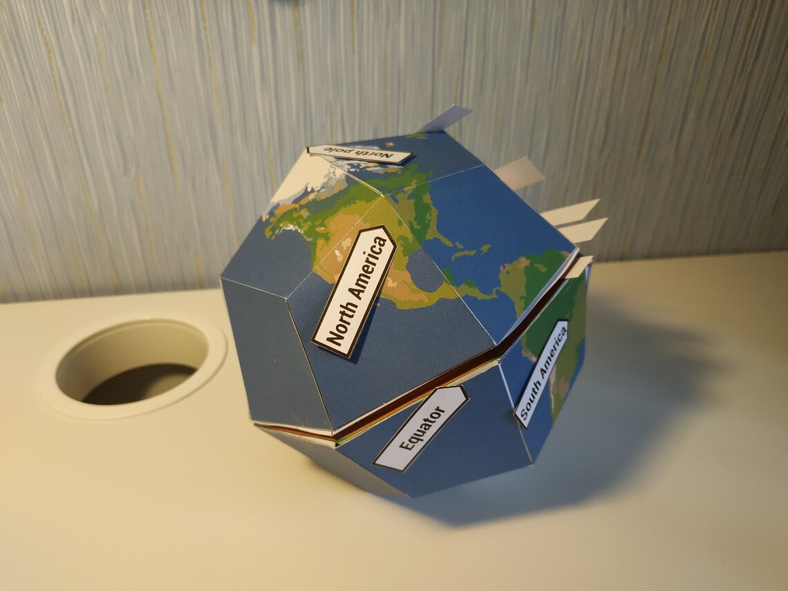 DIY Paper Globe 3D Template School Project Layers of the | Etsy
