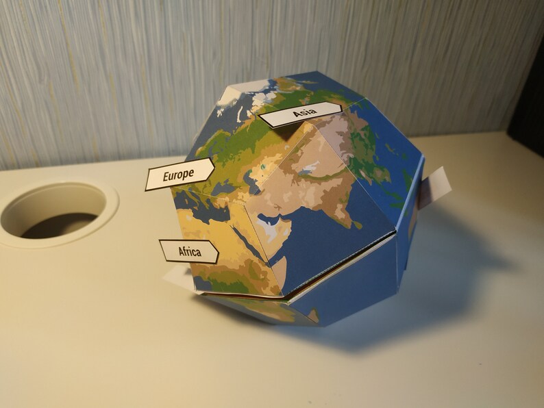 DIY Paper Globe 3D Template School Project Layers of the Etsy