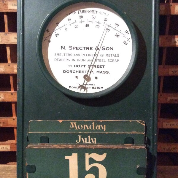 Vintage Perpetual Calendar With Thermometer