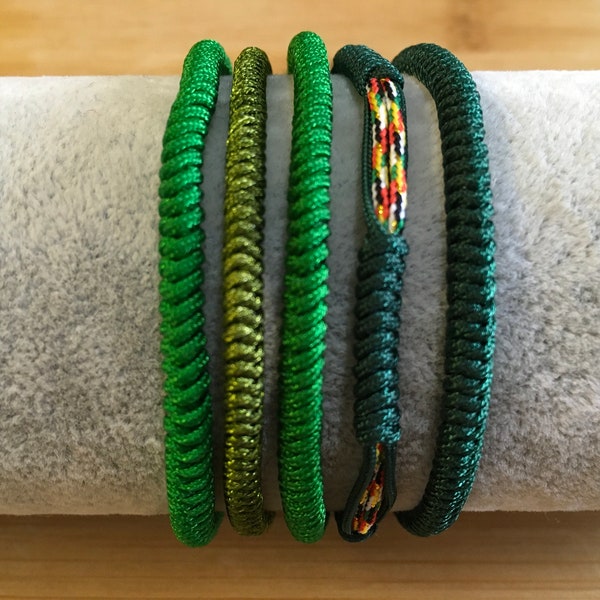 Green Tibetan Inspired Lucky Rope  Bracelet | Handmade Knots Rope | Braided Rope | Adjustable | Water Resistant