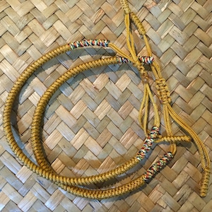 Tibetan Lucky Rope Bracelets, Handmade Knot Bracelets, Mantra Yoga Meditation Bracelets Set of 2 Golden