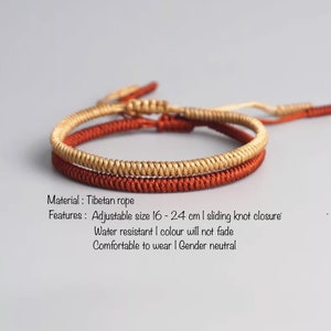 Tibetan Lucky Rope Bracelets, Handmade Knot Bracelets, Mantra Yoga Meditation Bracelets image 2