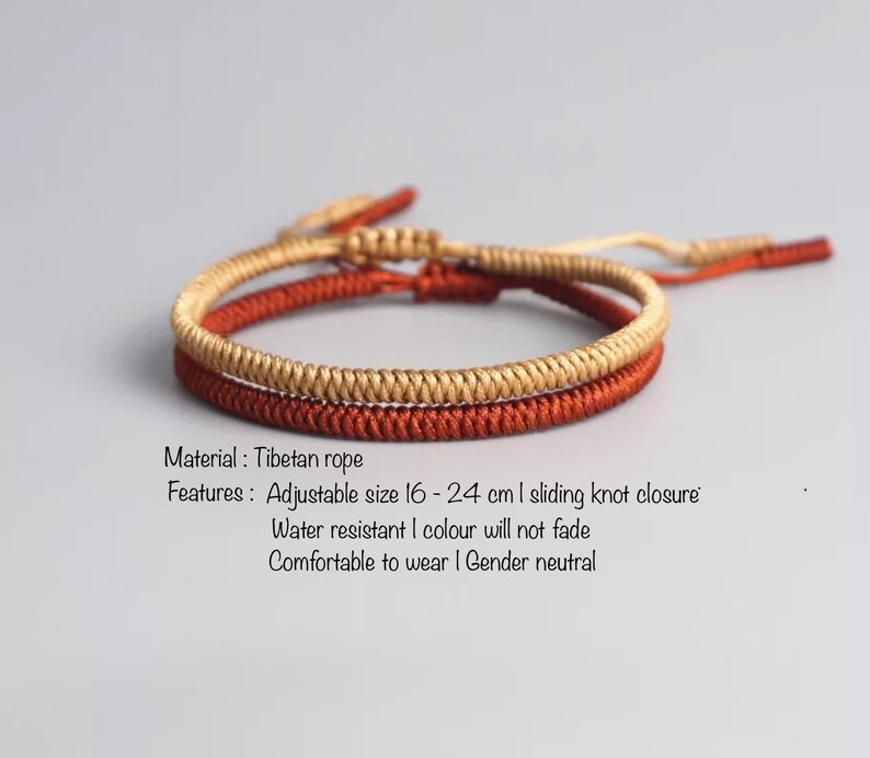 Tibetan Lucky Rope Bracelets, Handmade Knot Bracelets, Mantra Yoga Meditation Bracelets image 2