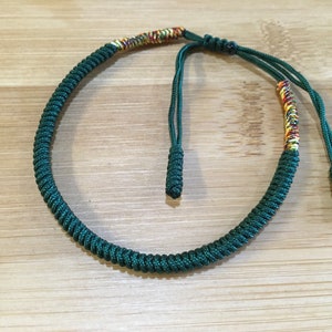 Tibetan Inspired Lucky Knot Bracelet Handmade Braided Rope Bracelet String Bracelet Health Dark Green