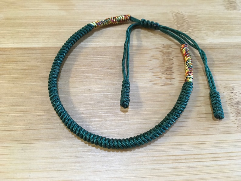 Tibetan Inspired Lucky Knot Bracelet Handmade Braided Rope Bracelet String Bracelet Health Dark Green