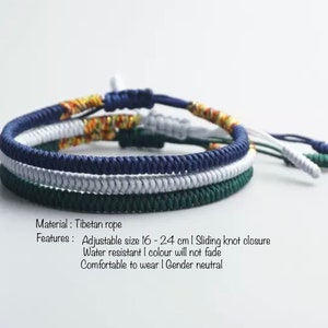 Tibetan Inspired Lucky Knot Bracelet Handmade Braided Rope Bracelet String Bracelet Health image 7