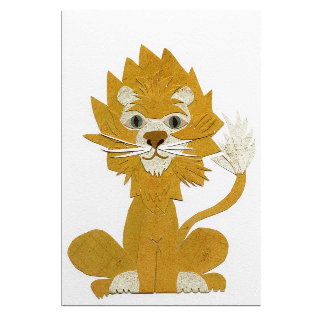 Paper Lion A6 Postcard Cute Lion, Roarsome, Happy Lion, Yellow Lion