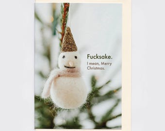 Fucksake Snowman Christmas Card: Funny Sweary Greeting