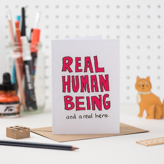 Echte menschliche Wesen und ein echter Held Grußkarte mein Etsy