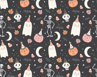 Hey Pumpkin Main Charcoal Quilting Fabric by My Mind's Eye for Riley Blake Designs - Sold in 1/2 yard increments, continuously cut.  C16030