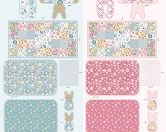 Poppie Cotton Rosy Cheeks - Sleeping Bunnies Project Panel 100% Cotton Quilting Fabric- Panel RC25264