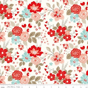 You & Me Main Cream - C15400 by Sandy Gervais for Riley Blake Designs - 1/2 yard increments continuously cut